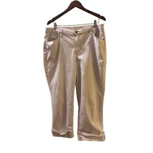 Style & Co Curvy Capri Pants Tan Cropped Cuffed Stretch Size 16